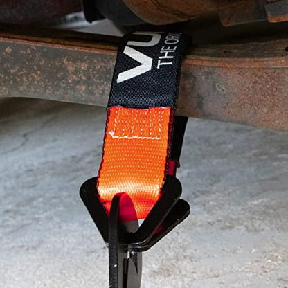 VULCAN Car Tie Down Axle Strap with Wear Pad - 2 Inch x 22 Inch - 4 Pack - PROSeries - 3,300 Pound Safe Working Load - size: 2" x 22" ProSeries Orange (4 Pack)