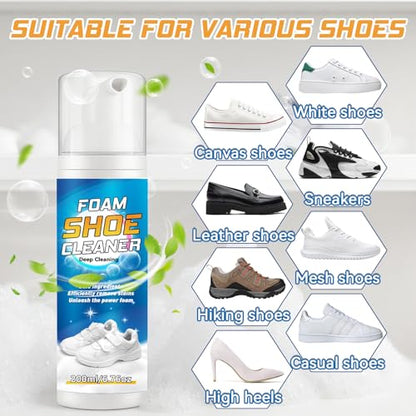 White Shoe Cleaner Kit 6.76Oz, Sneaker Cleaner With Brush & Cloth, Removing Stain, Shoe Cleaning Kit for Leather, PU - size: 200ml