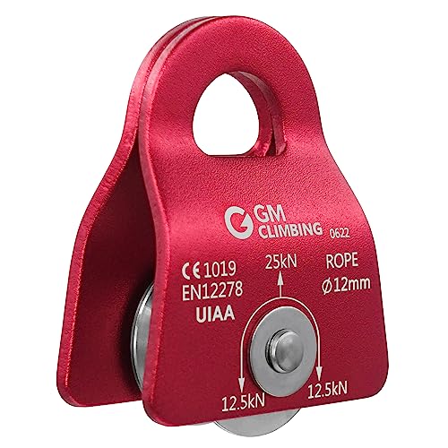 Micro Prusik Minding Pulley 25kN CE UIAA Certified 12mm Single Pulley Mobile Side Plates for Arborist Rigging Climbing Rescue - color: One Unit | Red