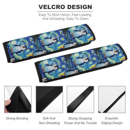 2 Pack Penguin Starry Night Car Seat Belt Pad Universal Soft and Comfortable Harness Pads Strap for Adult Use, Most Cars, Easy Install (No Tool) - color: Pattern 31