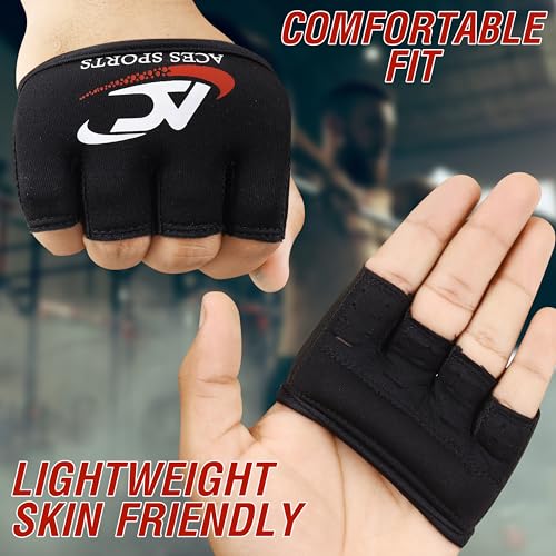 Gel Knuckle Protector, Black MMA Gel Hand Guard, Fingerless Design - size: Small-Medium