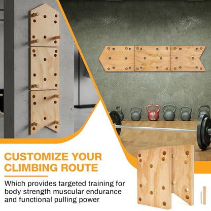 AceOrbit Climbing Pegboard 12‘'x48‘' Rock Climbing Board with Dowel Pegs 23 Holes Wall Mounted Ladder Fitness Cross Training for Rock Climbings Gift, Christmas Birthday Present for Climber