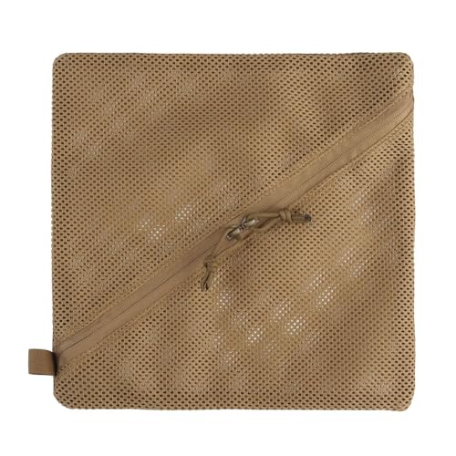 Tactical Mesh Pouch Insert, Modular Utility Admin Pockets Travel Organizer EDC Zipper Pouch 6X12,12X12 - color: TAN, size: 12"x12"