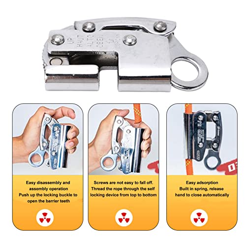 VBESTLIFE Fall Protection Rope Grab, Alloy Steel Self-Locking Device with Spring Mechanism for Rock Climbing Fire Rescue Industrial Safety Equipment