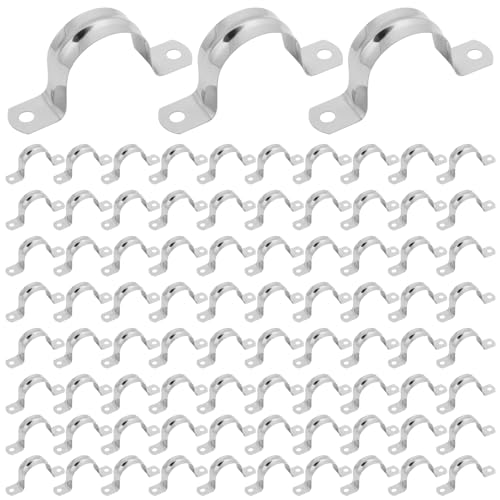 300 PCS 1-1/4 Inch Stainless Steel Rigid Pipe Strap, M32 Conduit Clamps, U Bracket Mounting Clamps with Two Hole, U Tube Pipe Clamp for Chemical Industry, Commercial - size: 300 PCS 1-1/4 Inch