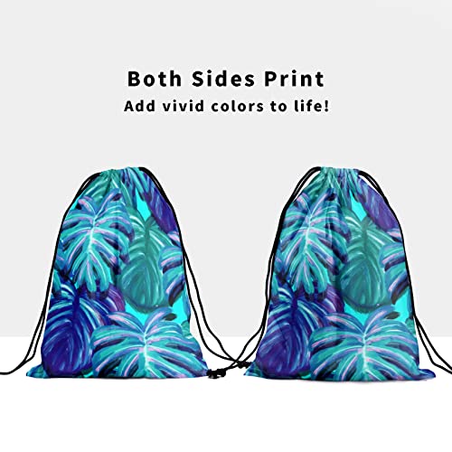 Gymnastics Grip Bag for Gymnasts Gymnastic Drawstring Bag Gym Athlete Bag - color: Blue Palm Leaf, size: 9.25" x 12" (Pack of 1)