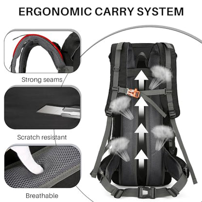 OKYUK 70L Hiking Backpack, Camping Hiking Back Pack, Water Resistant Lightweight Mountain Climbing Bag, Outdoor Camping Sport Daypack with Rain Cover, for Travel, Touring, Cycling (Black, 70L) - color: Black
