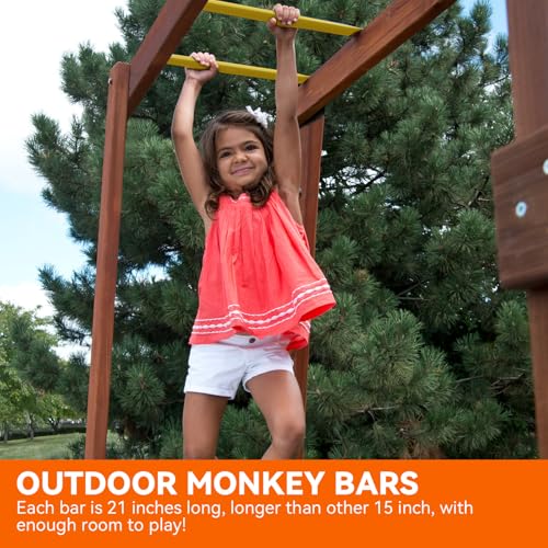 21 Inch Monkey Bars Playground Ladder Rungs for Backyard (12 Pcs, Yellow) | Indoor Outdoor Metal Monkey Bars Kit - color: Yellow