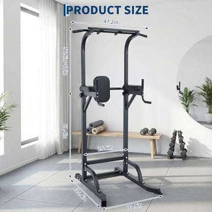 Free Standing Power Tower Pull Up Bar and Dip Station,Adjustable Strength Training Pull-Up Bars for Full Body Workout, Multifunction Dip Station Home Gym for Pull-Ups, Dips, Push-Ups, Leg Raises