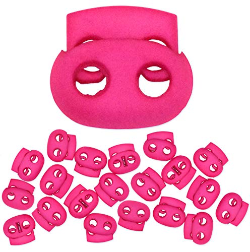 Mandala Crafts Hot Pink Spring Cord Locks Oval Toggles for Drawstrings | 20 PCs, Waterproof, Plastic Stoppers, Two Hole Clamps, Clips Locking Ends for Paracord Shoelace Face Masks Round Flat Cord - color: Hot Pink, size: Oval Elliptical Two Holes 0.85 Inc