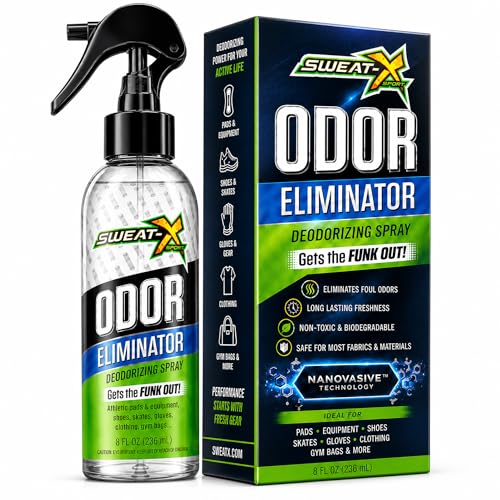 Sweat X Sport Extreme Odor Spray – Multipurpose Deodorizer for Stinky Shoes, Clothes, Sports Equipment & All Fabrics – Concentrated Formula, No Washing Required - Active Fresh Scent – 8 Fl Oz - size: 8 Fl Oz (Pack of 1)
