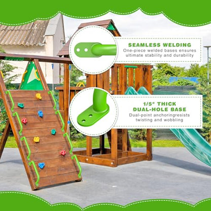 Dolibest 6 Pack 17-Inch Safety Handle, Heavy Duty Metal Safety Playground Handles, Indoor Monkey Bars, Playset Grab Handles for Kids Playhouse, Climbing Frame, Treehouse, Swing Set Accessories -Green - color: D:Green-17 Inch-6pcs