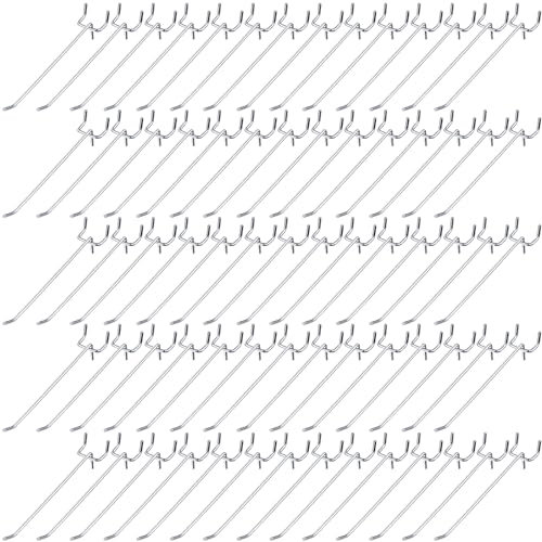 Shimeyao 100 Pcs Peg Board Shelving Hooks Stainless Steel Hanging Board Pegs Wall Display Hooks Bulk for 1/8 1/4 Garage Storage Organizer Accessories (6 Inch,Silver) - color: Silver, size: 6 Inch