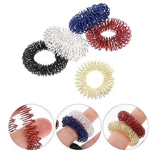 5pcs Spiky Sensory Finger Finger Massager Roller Silent Toy for Finger Massage (Gold Silver Black Blue Red)