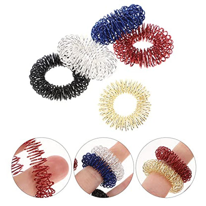 5pcs Spiky Sensory Finger Finger Massager Roller Silent Toy for Finger Massage (Gold Silver Black Blue Red)