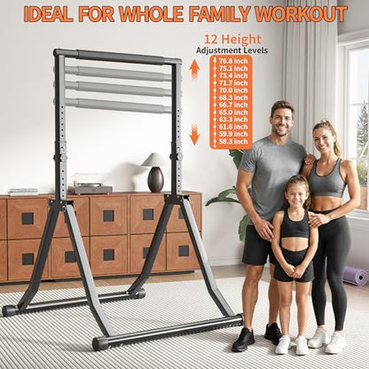 Foldable Pull Up Bar Station 58.3''-76.8'' Power Tower - color: 58.3"-76.8"