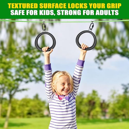 SELEWARE Trapeze Swing Rings, Non-Slip Gymnastic Rings Pull Up Exercise Rings for Home Gym Playground Ninja Warrior Obstacle Course Training Workout - color: 2-pack Trapeze Rings