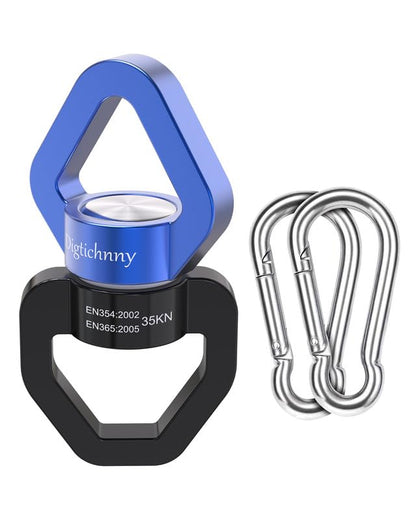 35KN Swing Swivel with Swivel Carabiner, Black Blue, 1 Pack | For hanging chairs, aerial yoga, hammocks, tire swings, kids' swings, gym rings, web tree swings, smooth rotation - color: Black Blue, size: 1 pack with carabiner