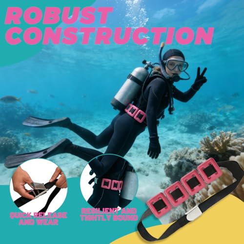 4 Pcs Scuba Weight Belt Set,Diving Weight Belt Coated Dive Weights with Nylon Belt - color: Pink, size: 1.1 lb