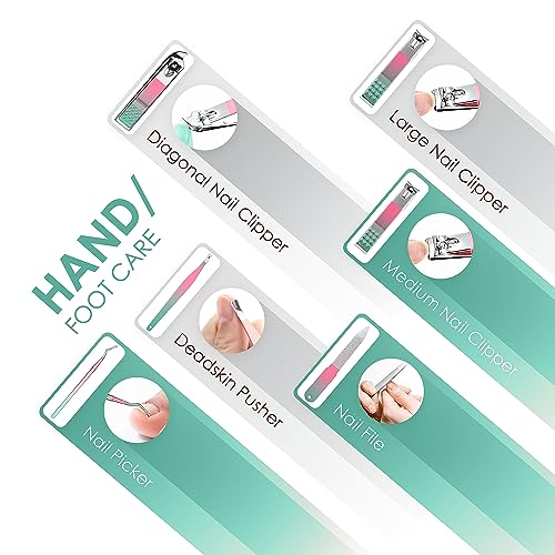 WOAMA Manicure Set Travel Nail Clippers 10-Piece Toenail Clippers Pedicure Kit Stainless Steel Nail Kit for Women - Rainbow - color: Rainbow
