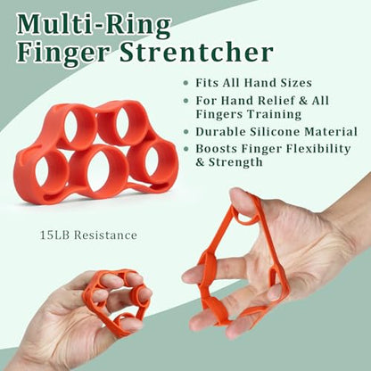 CYFIE Grip Strength Trainer Kit, Adjustable 10-132 lb, Hand Exerciser | Forearm Strengthener, Finger Stretcher, Stress Ball and Bag for Grip Recovery, Wrist Training, Rehab, Climbers and Musicians - color: Green
