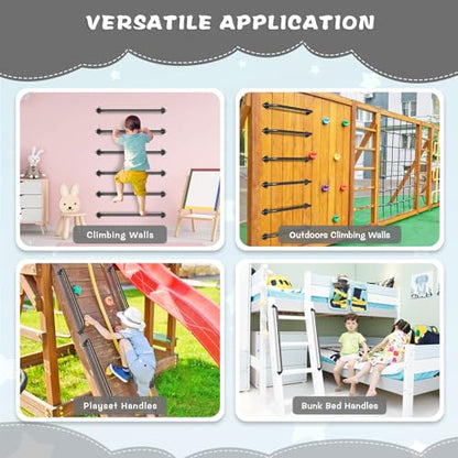 SELEWARE 42" Black Metal Playground Handles Playset Grab Bars Ladder Handle | 500LB 2Pcs Heavy Duty Steel Kids Playground Handles for Indoor/Outdoor Ladder Handrail Swing Set Treehouse Rock Climbing Wall - color: E: 42"-2 Pcs-black