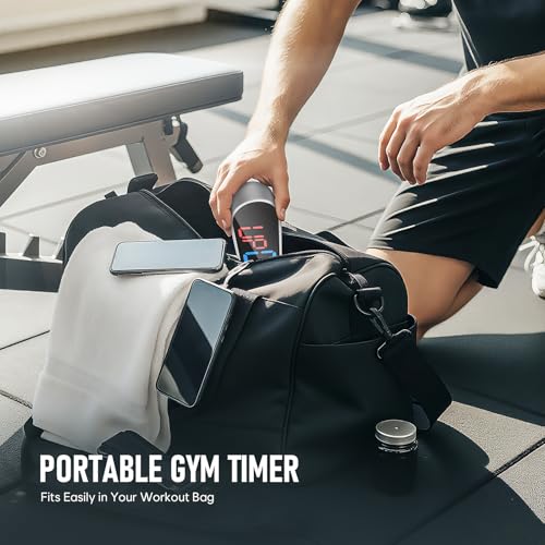 Dienmern Portable Gym Timer Clock with Strong Magnet - Workout Interval Timer with Countdown/UP/Stopwatch, 50Hours Powerful Battery Gym Clocks for Home Gym/Garage/Boxing/Fitness