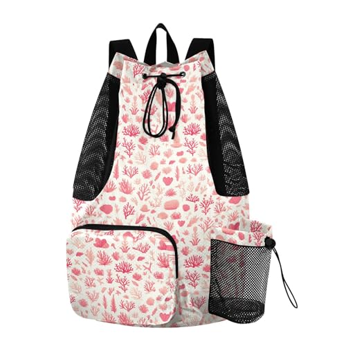 Yuiboo Pink Corals Mens Drawstring Bags Climbing Gym Bag with Inside Pockets Cinch Sacks Dry Wet Separation