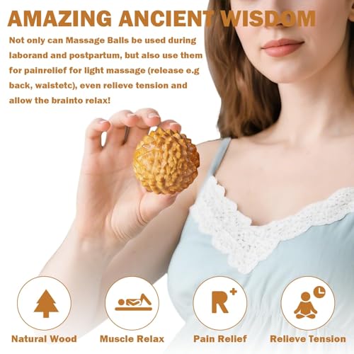 2 Pcs Acupressure Balls for Labor | Labor Comb for Pain, Acupressure Ball, Hand Massage Ball, Spiky Stress Relief, Natural Labor and Delivery Essentials