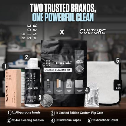 RESHOEVN8R Culture Shoe Cleaner Kit - Sneakers, Mesh, Canvas, Suede | Cleaning kit solution for sneakers, mesh, canvas, suede, knit & leather shoes, limited-edition collab set