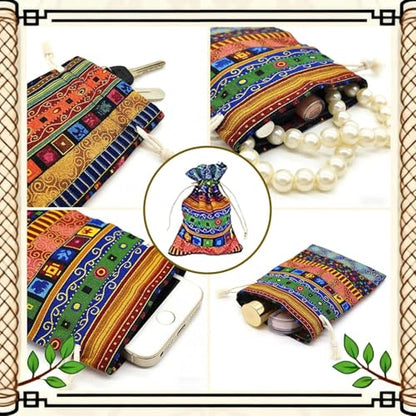 GALAOMA 24pc Egyptian Style Jewelry Coin Pouch Print Drawstring Gift Bag | Cotton Sachet Candy Travel Purse Ethnic Reusable Grocery for Party Favors Wedding Holiday - color: Egypt 24