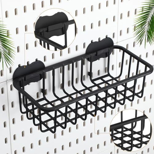 Maxdot 4 Pcs Pegboard Baskets with Hook, Compatible with IKEA Skadis Peg Board, Wall Bins and Baskets Storage Box Containers Accessories for Home Garage Office, 11 x 5 x 3 Inches(Black) - color: Black