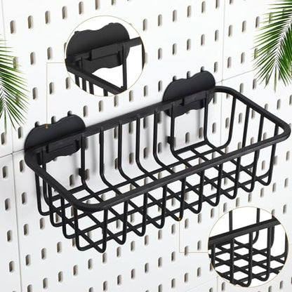Maxdot 4 Pcs Pegboard Baskets with Hook, Compatible with IKEA Skadis Peg Board, Wall Bins and Baskets Storage Box Containers Accessories for Home Garage Office, 11 x 5 x 3 Inches(Black) - color: Black