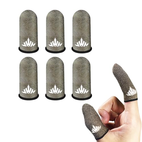 Jwh Ultra Thin Pure Silver Fiber Mobile Phone Gaming Accessories Finger Thumb Sleeves,Breathable,Silky,6 Pack Guantes para Dedos Gamer,Dedales Gamer Profesionales,Finger Gloves,for Pubg Gaming Cots - color: Silver（6pack）