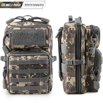 LIVANS Tactical Molle Utility Pouch, EDC Tool Pouch Tactical Phone Pouches Mini Waist Pouches Medical EDC IFAK Pack Mini Design of 3-Day Backpack - color: CamoGray