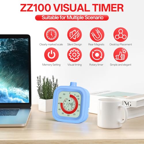 Digital Visual Timer for Kids 12hours Countdown countup Kitchen Timer Student Timer Gym Timer (White) - color: White