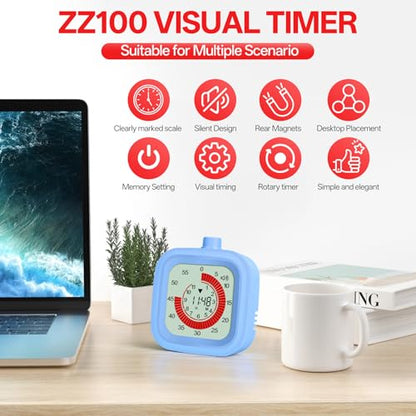 Digital Visual Timer 12hours Countdown countup Kitchen Timer Student Timer Gym Timer (Blue) - color: Blue