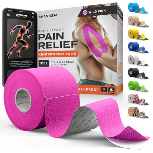 Kinesiology Tape - Waterproof Athletic Sports Tape for Knee, Shoulder, Arm & Back Support | 3-5 Day Adhesion, Hypoallergenic & Latex-Free + Taping Guide (Precut, 2"x16.4ft Roll, Wild Pink) - color: Pack C: Wild Pink, size: 16.4 Feet - Precut