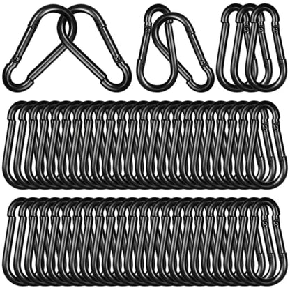 Heavy Duty Spring Snap Hook Carabiners, Galvanized Steel Quick Links, Spring Clips in Black & Silver, Multiple Sizes: 1.6Inch/2Inch/2.4Inch/3Inch/4Inch, for Swing Hammock Camping Keychain Outdoor - size: M6-120PCS, style: Black