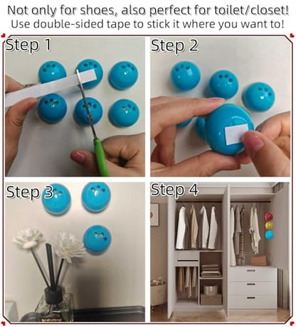 Shoe Deodorizer Balls for Sneaker, Fresh Linen Scent, Essential Oil Sneaker Deodorizer Ball, Small Spaces Odor Eliminator Air Freshener for Shoes, Gym Bags, Drawers and Locker (Fresh Line)