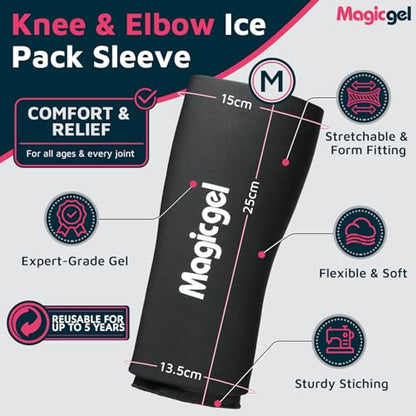 Magic Gel Medium Knee & Elbow Ice Pack Sleeve 1 Pack – Reusable Hot & Cold Therapy Wrap for Targeted Relief – Compact Compression Fit - style: Medium Knee & Elbow Pack
