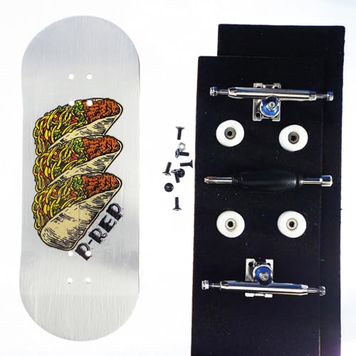 P-REP V2 Pro Performance Complete Wooden Fingerboard kit with Urethane Wheels and Bushings 34mm - Tres Tacos - color: Tres Tacos