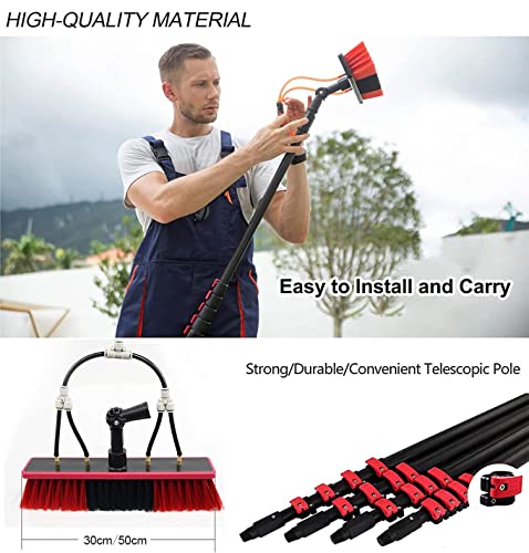 3.6~10.8m Window Cleaning Pole, Water Fed Telescopic Brush, Window Cleaner Kit, Extendable Solar Panel Washing Equipment Cleaning Conservatory Roof - color: 55cm Brush Head, size: 12FT/3.6M