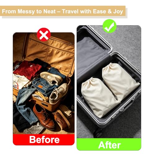 4 Pcs Shoe Bags for Travel, Shoes Pouch with Partition Design & Drawstring | 13.8"x17.7" Fits Most Shoes, Dust Resistant, Washable & Reusable Travel Shoe Bags, Travel Essentials for Men Women - color: Grey