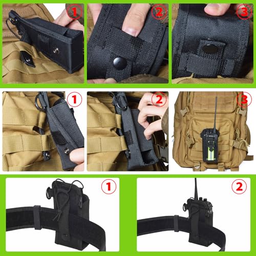 HYS Molle Nylon Elastic Pouch Case, Adjustable Reflective Shoulder Strap | Shoulder Strap W/Padded Non-Slip for Shoulder Speaker Mic Holder, Anti-Sway Strap, Hands-Free Two Way Radio Case - color: Green
