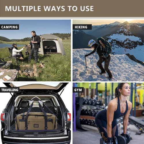 Large Duffle Bag for Travel - Men & Women, Foldable Gym Duffle Backpack, Heavy Duty Tactical Military Canvas Duffel Bags, Extra Big Carry On with Shoe Pockets, Waterproof (80L/103L) - color: Brown, size: L(103L)