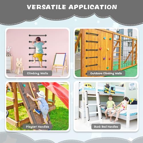 SELEWARE 30" Black Metal Playground Handles Playset Grab Bars Ladder Handle | 500LB 2Pcs Heavy Duty Steel Kids Playground Handles for Indoor/Outdoor Ladder Handrail Swing Set Treehouse Rock Climbing Wall - color: E: 30"-2 Pcs-black