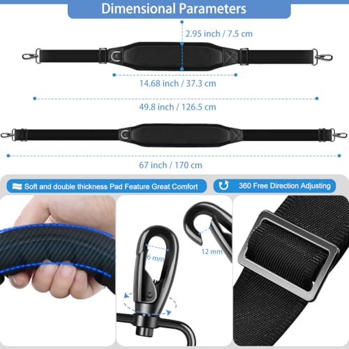 ZINZ Shoulder Strap 67" with Padded, Bag Strap with Dual Buckles and Metal Swivel Hooks for Laptop Bag, Camera Bag and More - color: Black