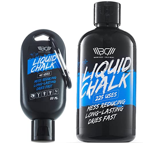 WARM BODY COLD MIND Mess Free Liquid Chalk - Gym Chalk for Weightlifting, Gymnastics, Climbing, Powerlifting - Sports Chalk - Hand Grip Chalk - style: 250+50ml