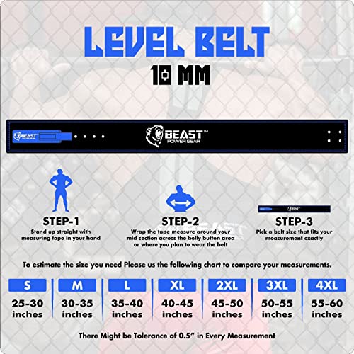 Beast Power Gear Weight Lifting Belt Lever Buckle 10MM 13MM Thick & 4 Inches Free Strap Weightlifting, Powerlifting, Deadlifts, Squats Men Women - color: Black/Blue, size: Medium